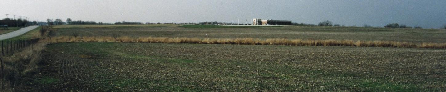 Distant JWCC campus surrounded by cornfields in 1995